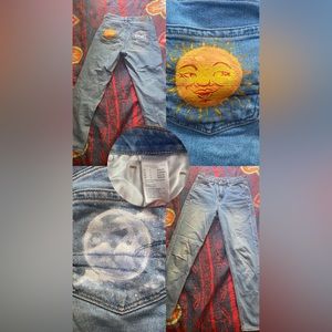American Eagle Stretch Mom Jeans with custom Sun and Moon pockets